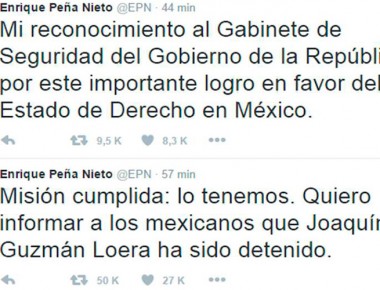 EPN informa a través de Twitter que Joaquín «El Chapo» Guzmán ha sido recapturado