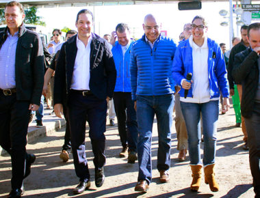 Gobernador y Alcaldes supervisan obra del Eje Constitución de 1917